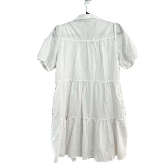 ABERCROMBIE Poplin Tiered White Mini Dress Sz S Tall - Picture 3 of 7